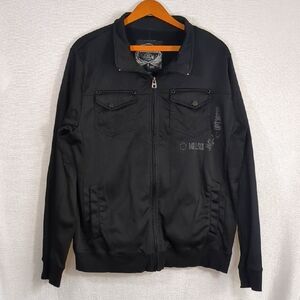 Buckle Black Label Men's Moto Style Jacket Size Large Black Lightweight Full Zip